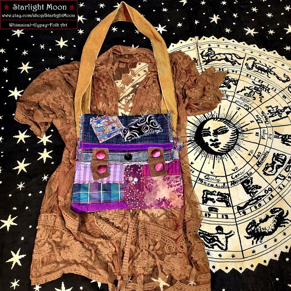*SOLD* Patchwork Boho Hippie Festival Messenger Bag By: Starlight Moon